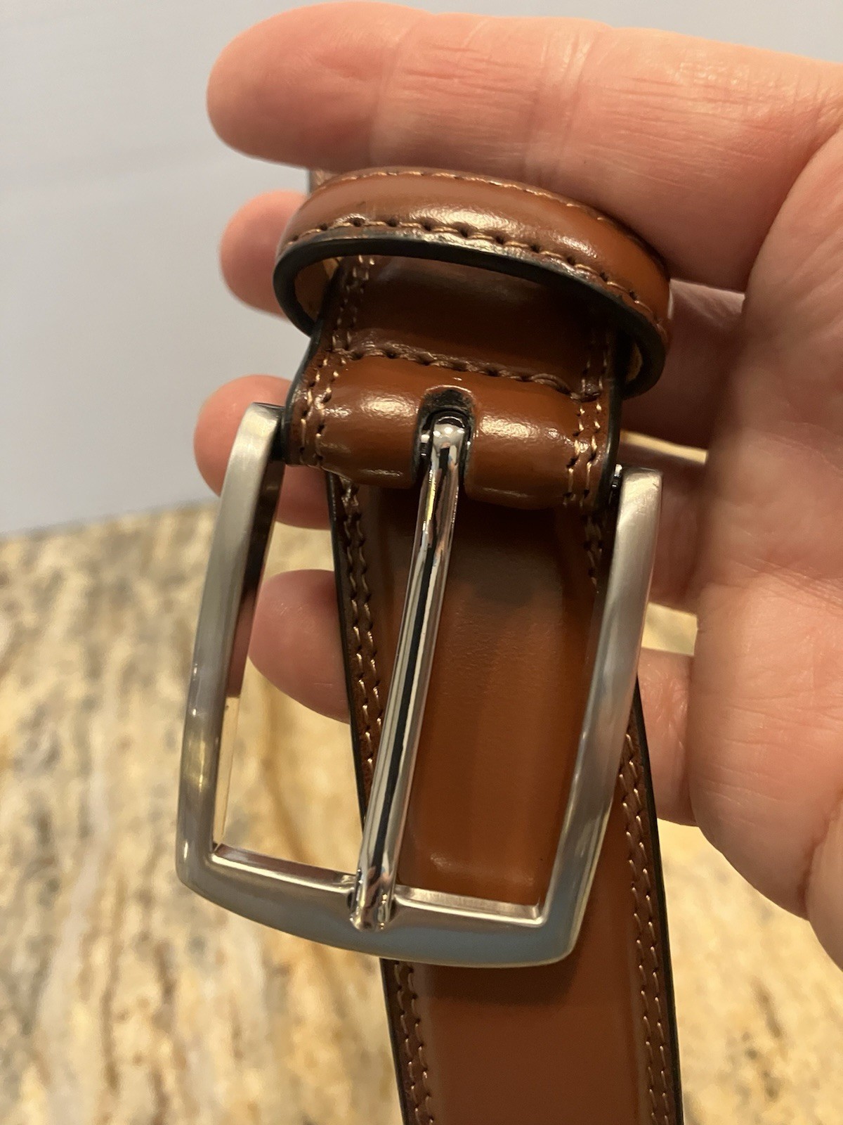 Fabio Valenti Genuine Leather Dress Belt Polished Zinc Alloy Prong Buckle S-42