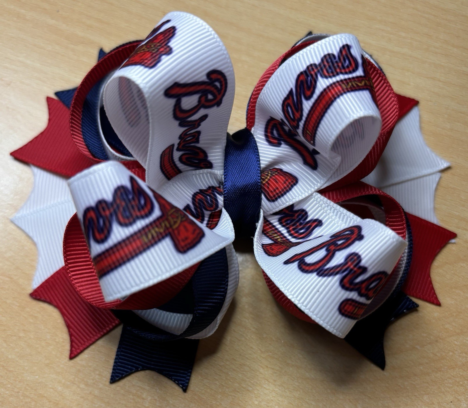 Atlanta Braves 2 Baseball Inspired Hair Bow – 5 Inches