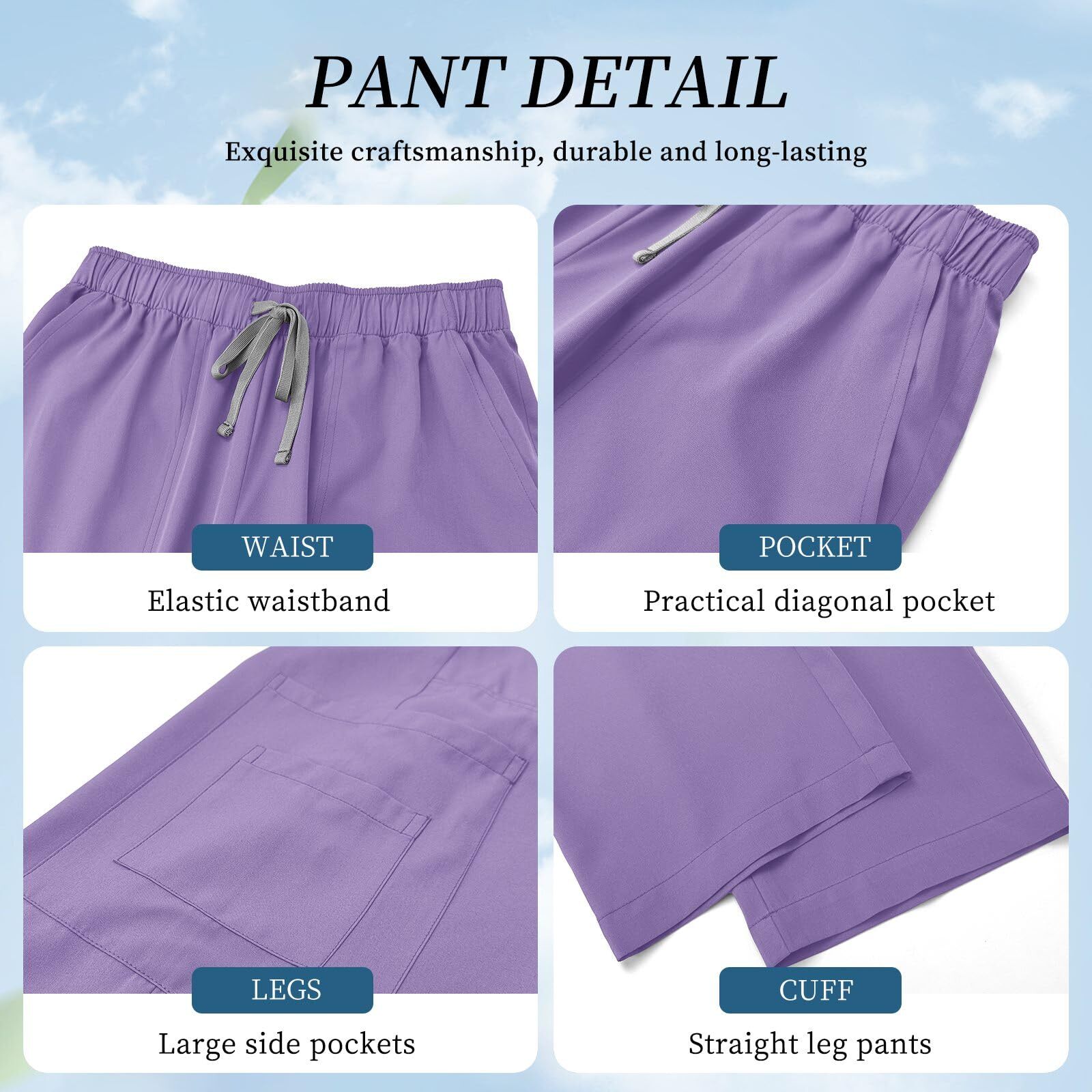 Medical Nursing Scrub Uniform Set Zipper-Tops Straight-Pants for Hospital Clinic