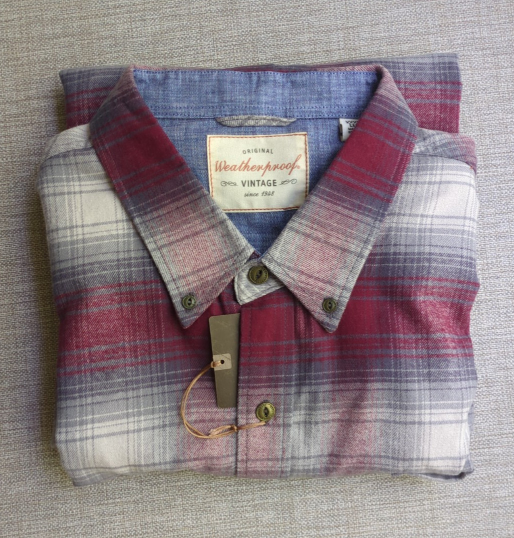 NWT Weatherproof Vintage Long Sleeve Men’s Button-up Flannel Shirt 3XL Red White