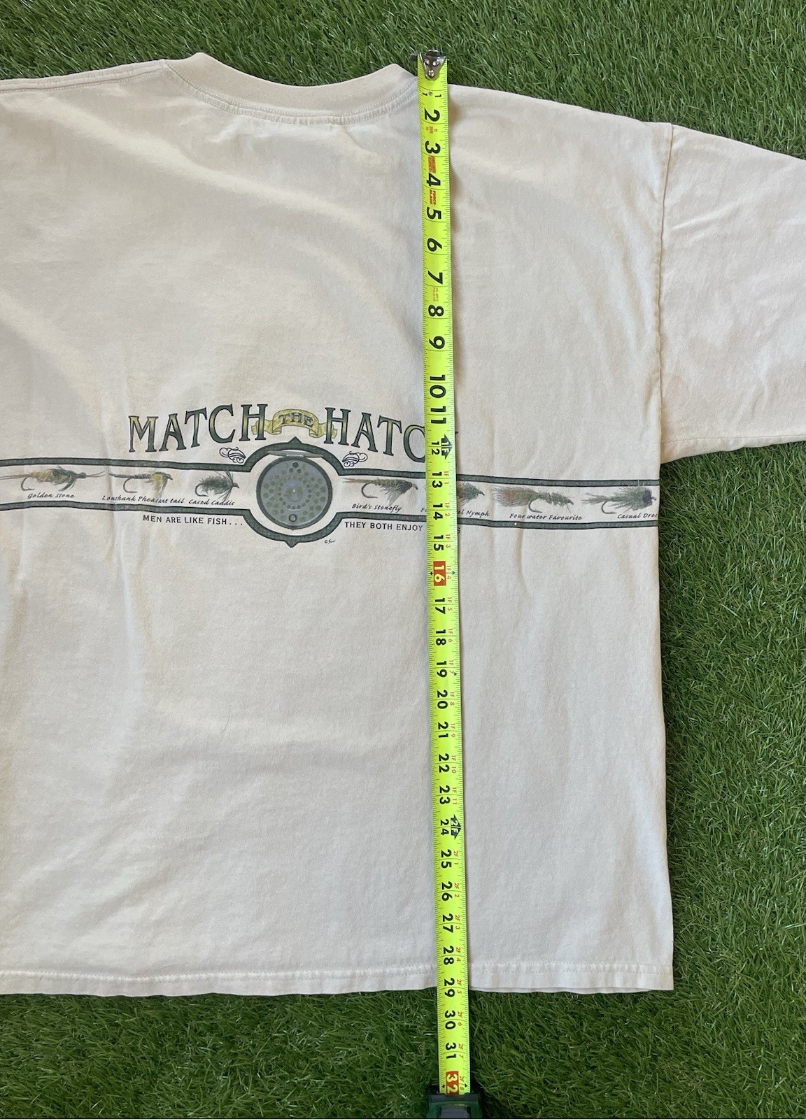 VTG 90s Funny Fishing Men Are Like Fish, They Both Enjoy Nymphs Hatch Utah XL