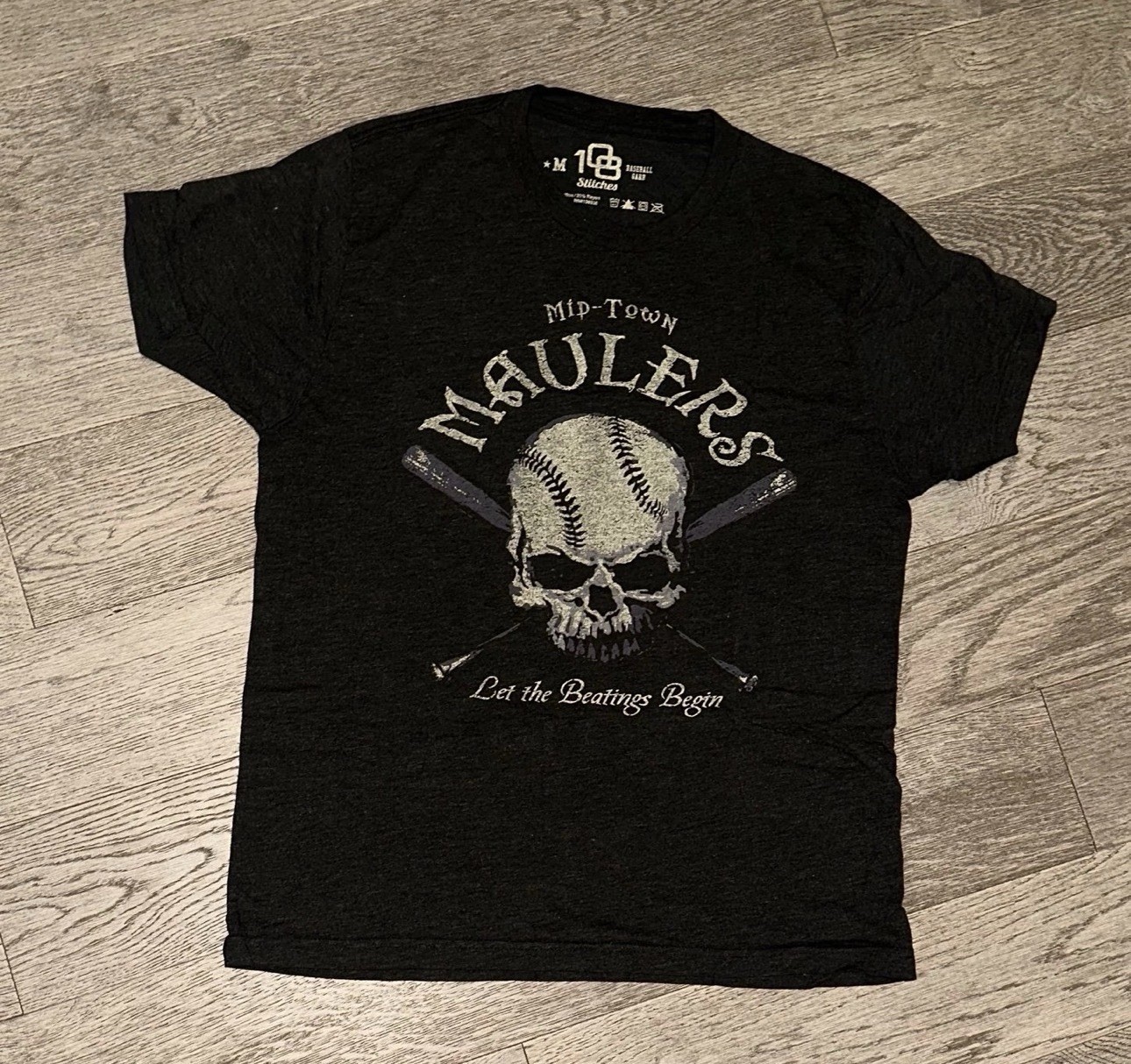 108 Stitches Grey/Black Short Sleeve Tee Shirt Size M