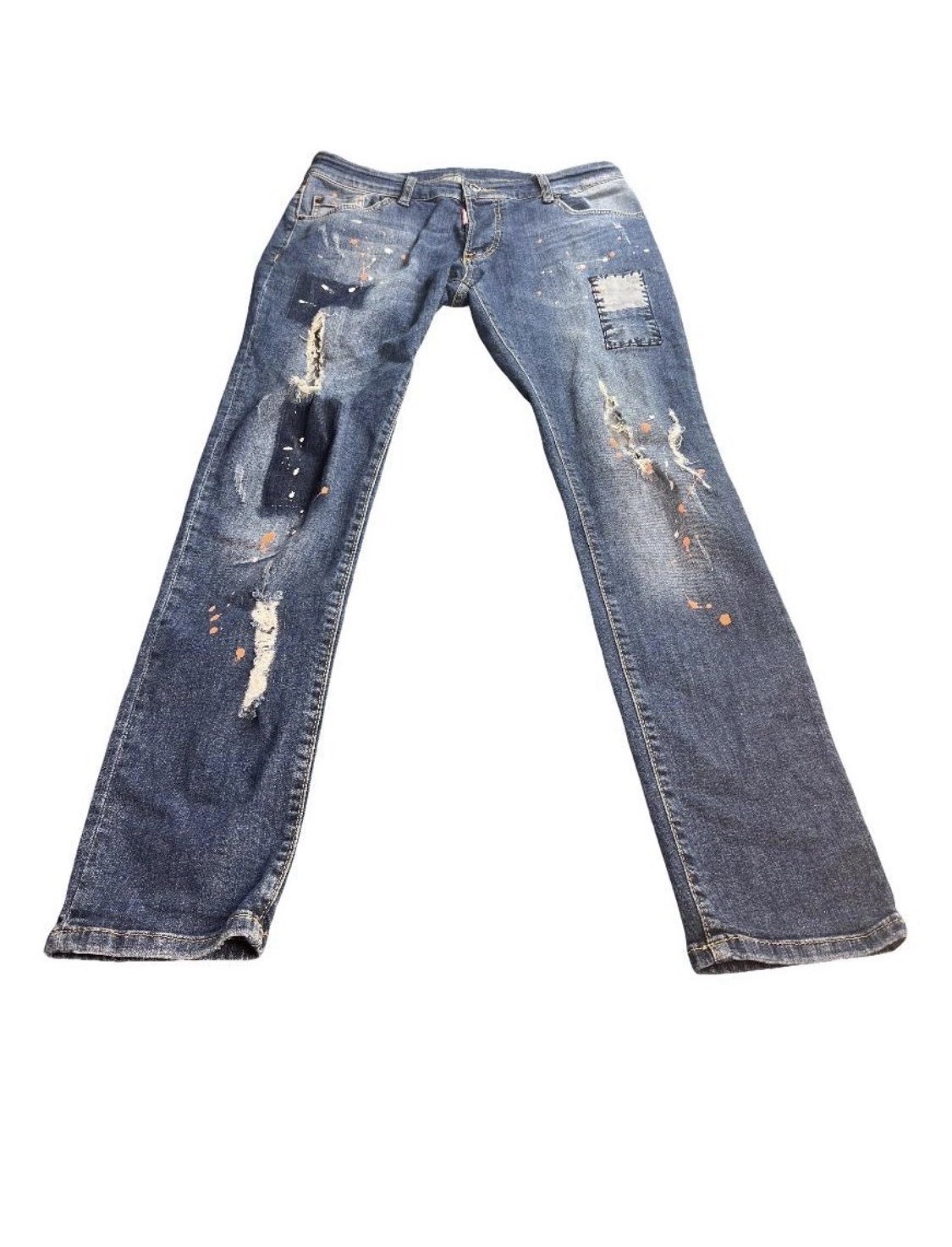 Dsquared2 Clement Jeans W32 L30 IT48 Distressed Paint Splatter Denim Unworn