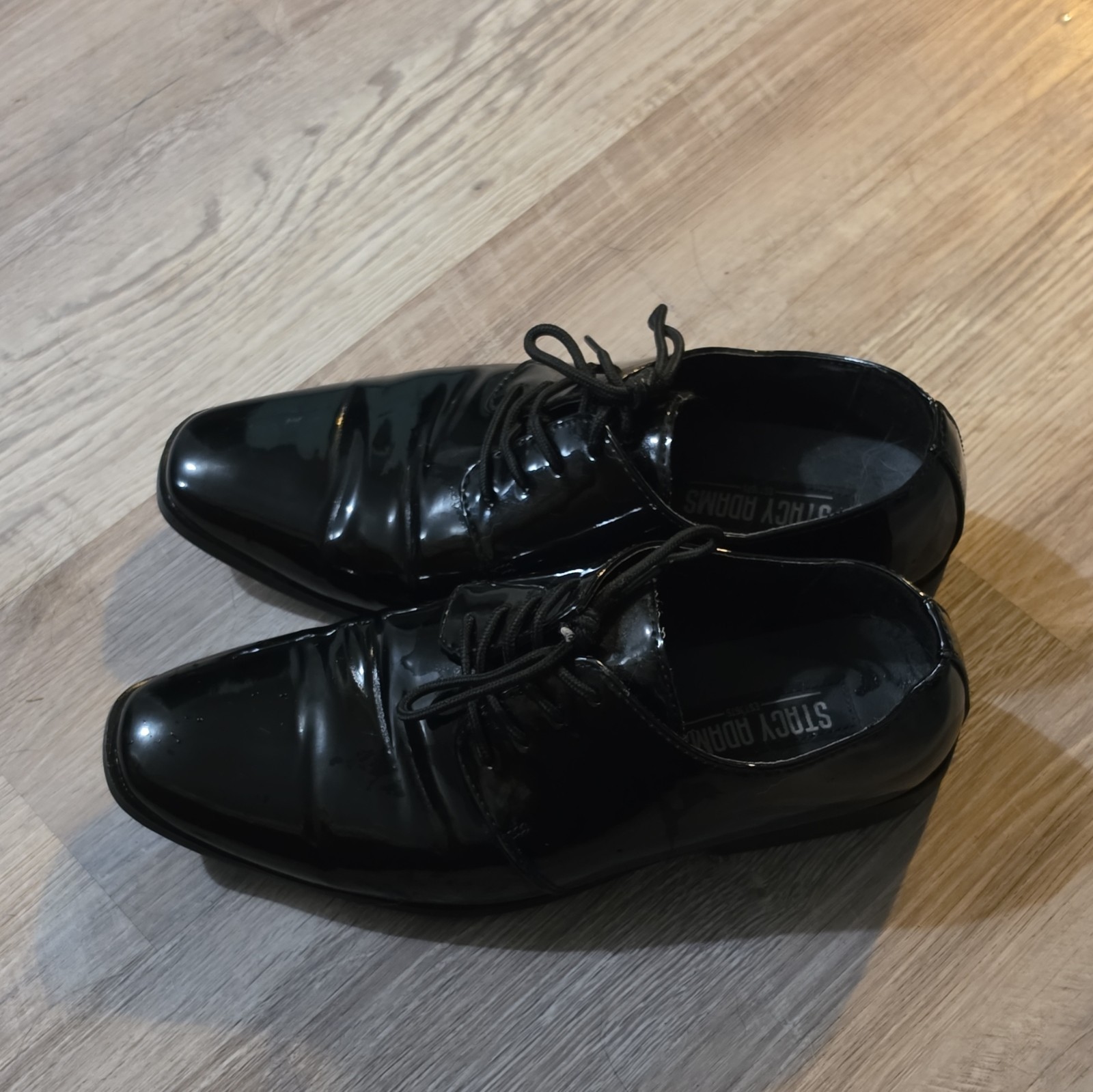 Stacy Adams Men’s Black Patent Leather Lace-Up Square Toe Oxford 10.5 D