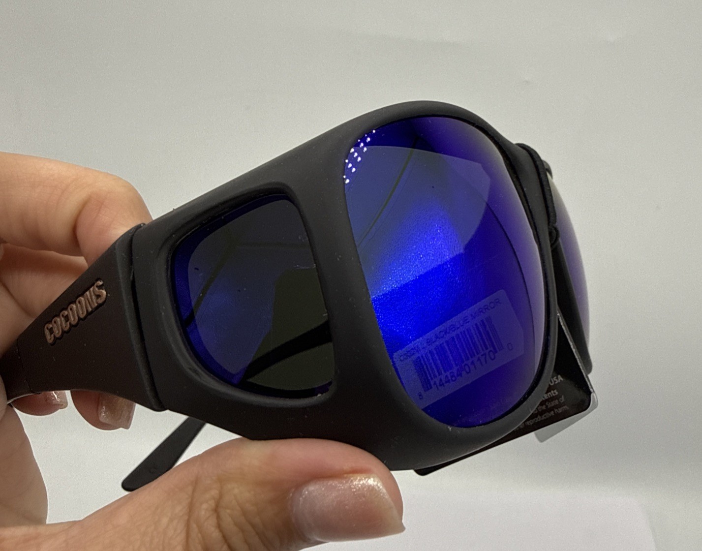 Cocoons C302M Pilot Black Polarized Blue Mirrored Fitover Flex2Fit Glasses NIB