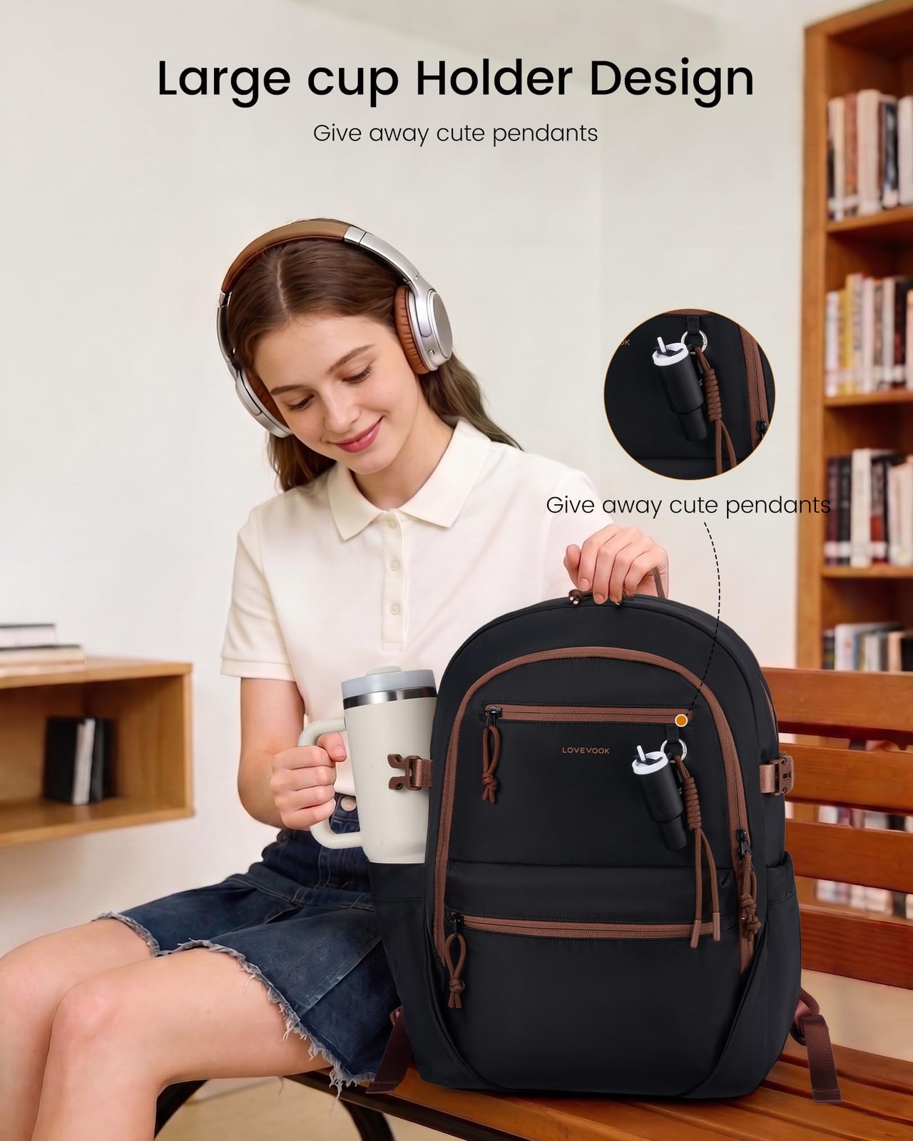 Laptop Backpack with Cute Pendant,17.3 Inch Travel Work Backpack Computer Lap…