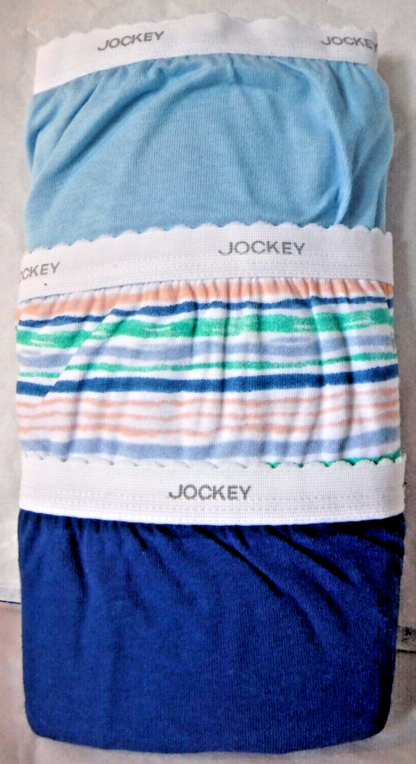 Jockey Classics 3 Briefs white elastic waistband size 10 blue stardust mix