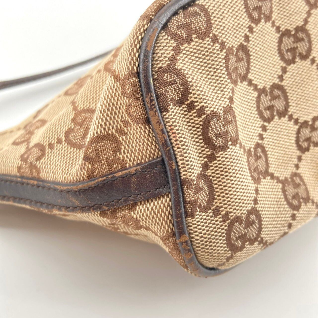 GUCCI Boat Bag Pochette GG Monogram Beige Vintage Authentic From Japan