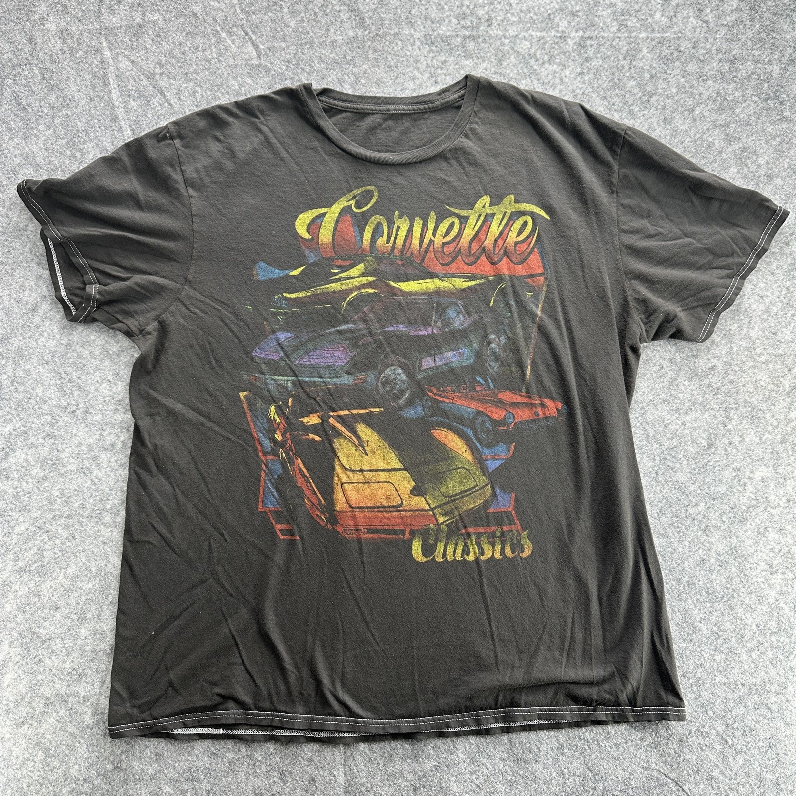 Vintage Corvette Shirt Mens Extra Large Black Classic Cars Graphic Tee 90s Retro