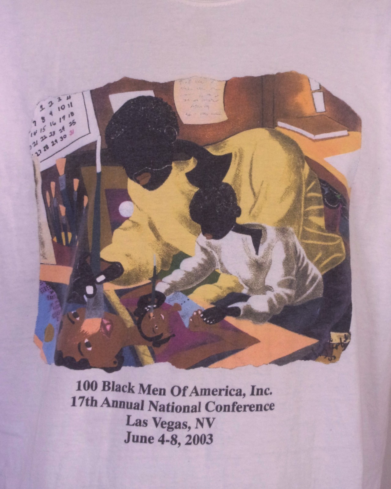 vintage 00s Y2K rare 100 Black Men of America T-Shirt 2003 Abstract Art SZ XL