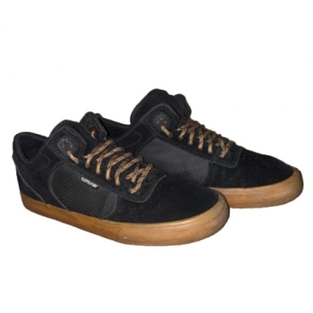 👟🛹 SUPRA Black Suede Skate Shoes Gum Sole Streetwear Sneakers | US Men’s 8