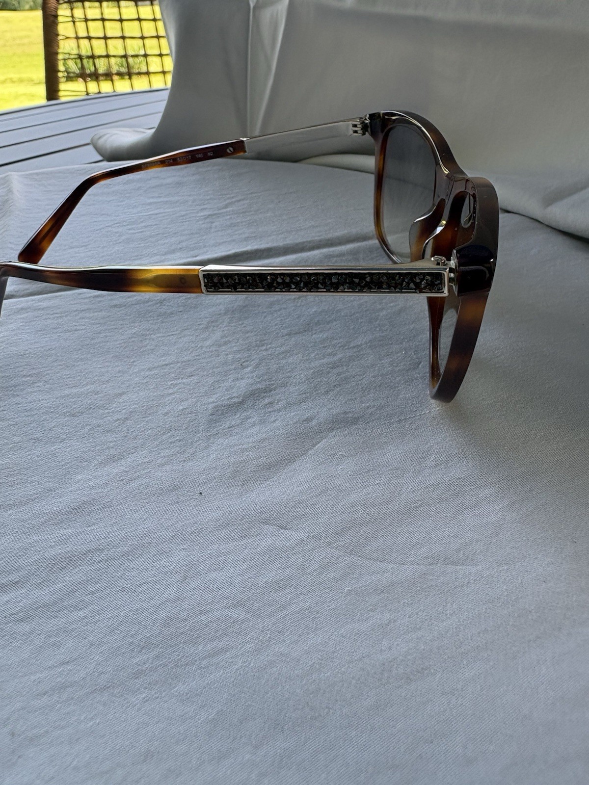 SALVATORE FERRAGAMO SF888SR TORTOISE SUNGLASSES CRYSTAL RHINESTONE TEMPLE