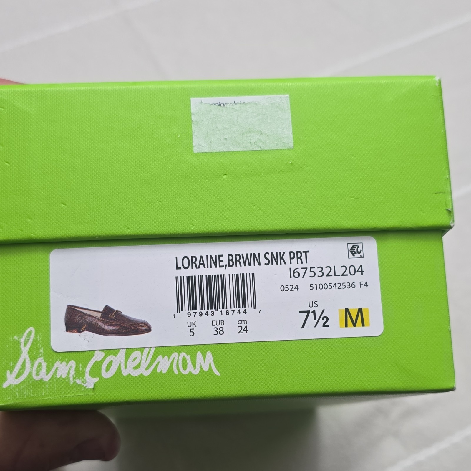 Sam Edelman Brown Snake Print Horsebit Loafer Flats Almond Toe US 7.5 M