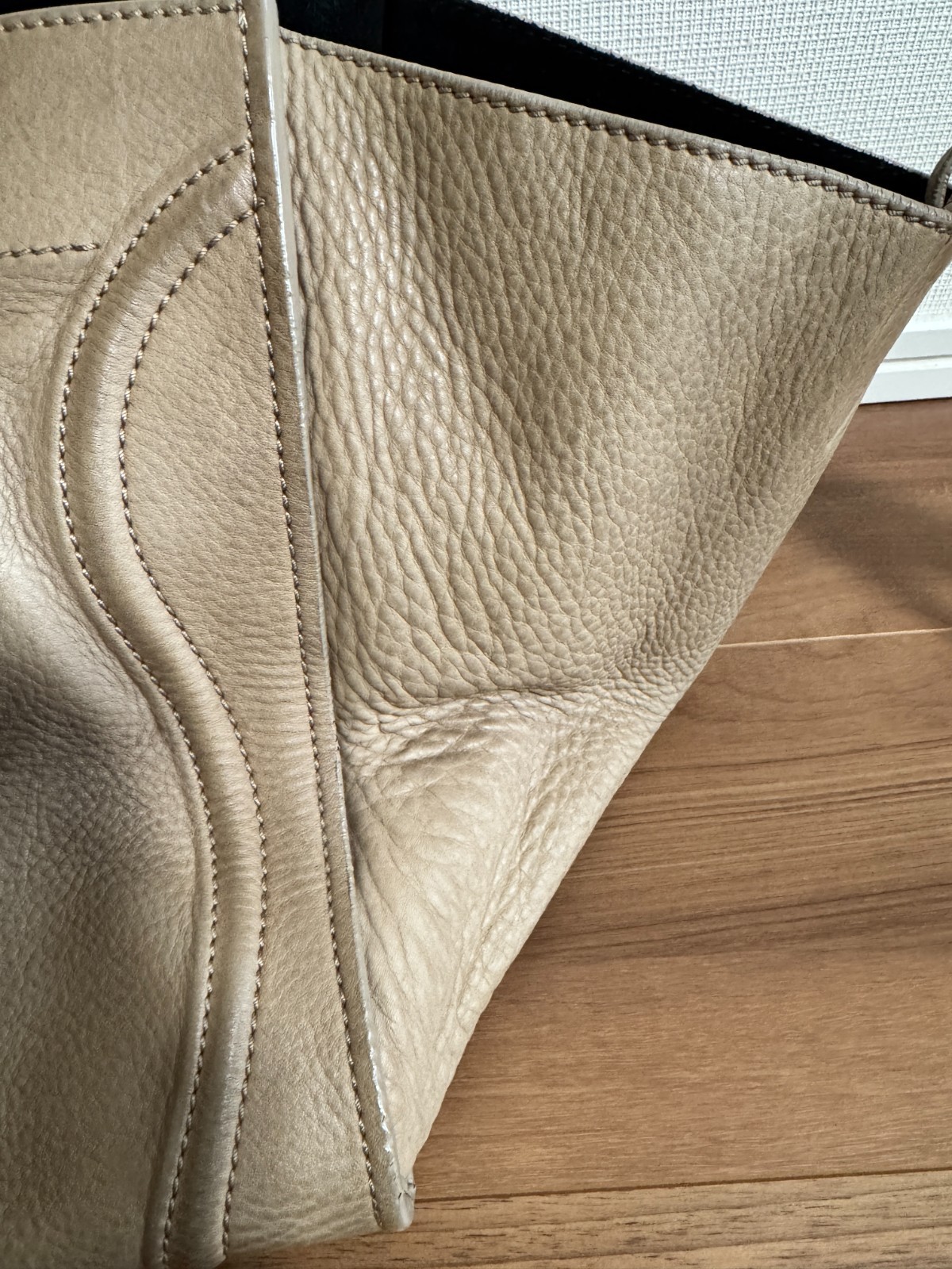 CELINE Luggage Phantom Tote Bag Handbag Shoulder Bag Leather Greige Authentic JP