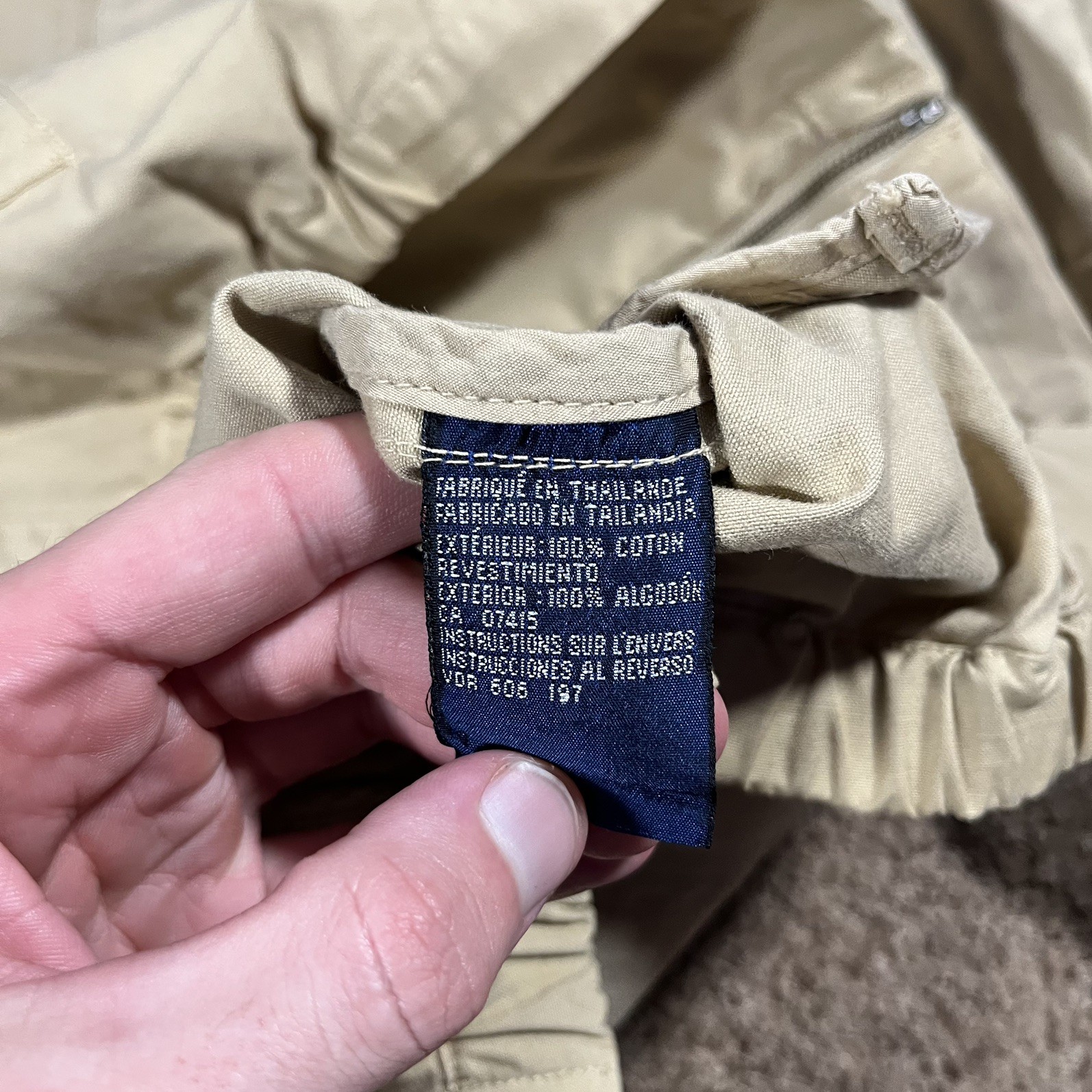 vtg Nautica Jacket Mens XL Beige Bomber Zip Up Cotton Lined Classic