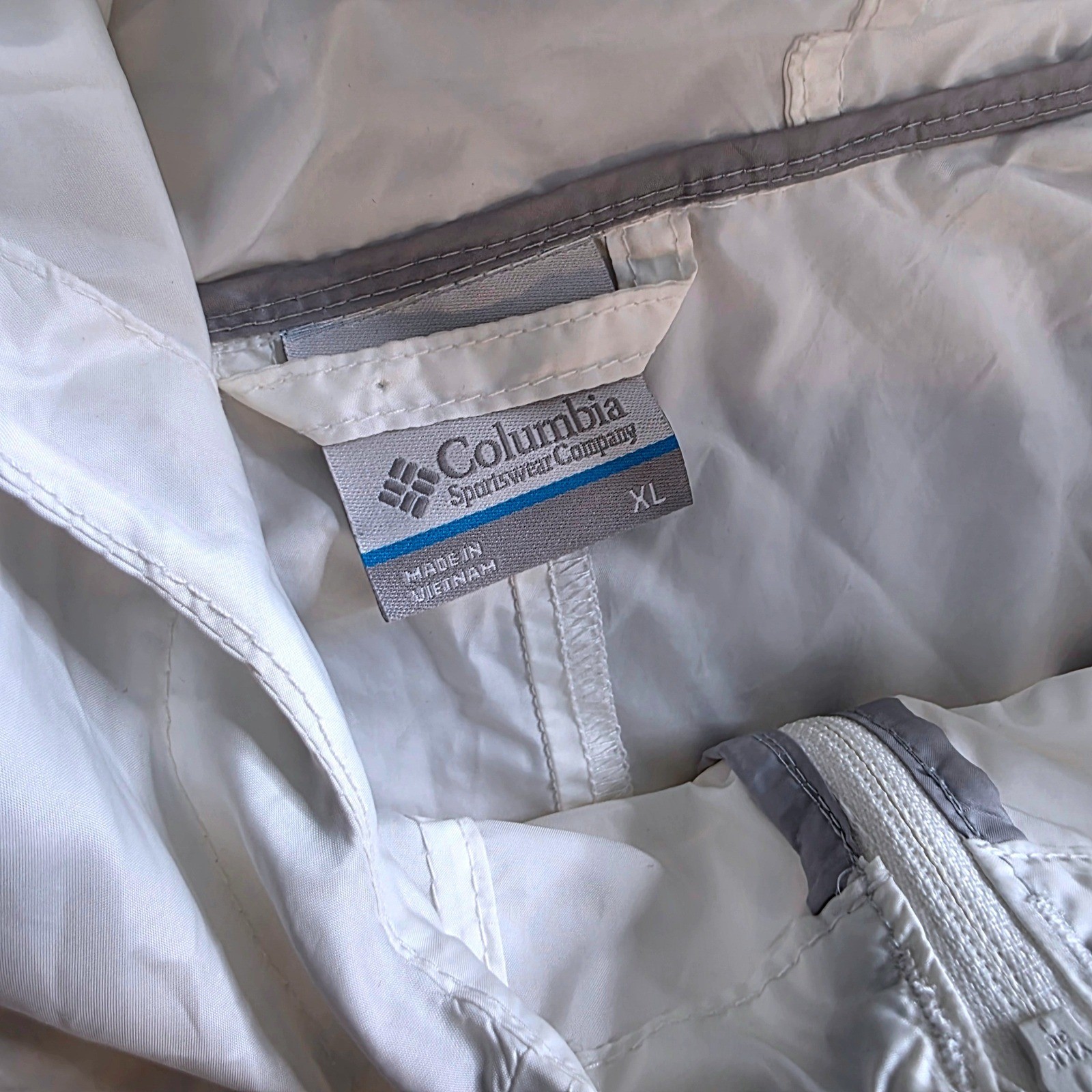 Columbia Mens Citadel Flashback Windbreaker Long Full Zip Rain Jacket White XL