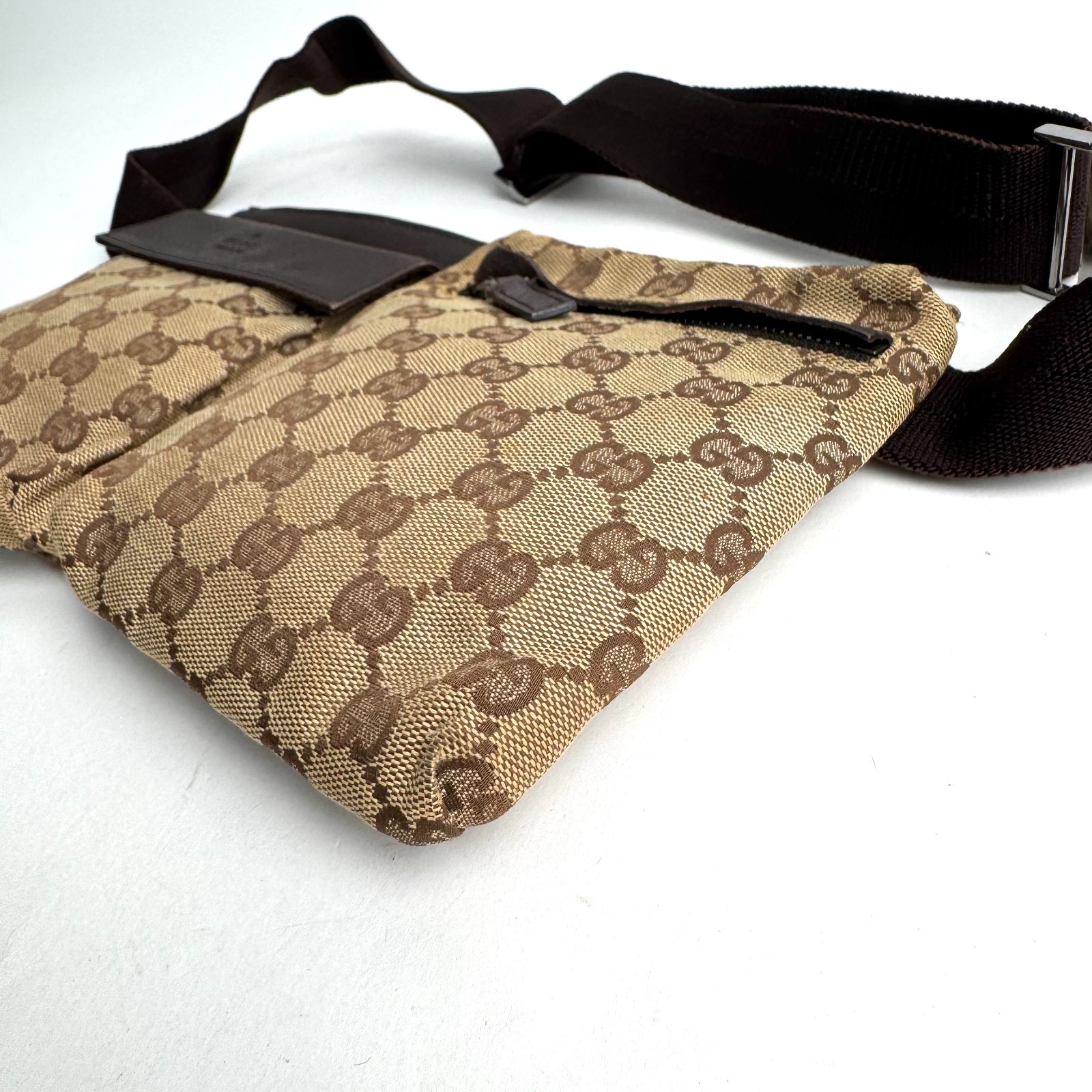 Auth GUCCI GG 28566 Bum Bag Waist Pouch Shoulder Belt bag Fanny Pack Brown