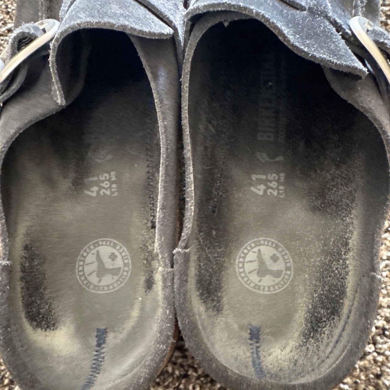 Birkenstock Boston Men’s Gray Suede Buckle Slip-On Sandals EU 41
