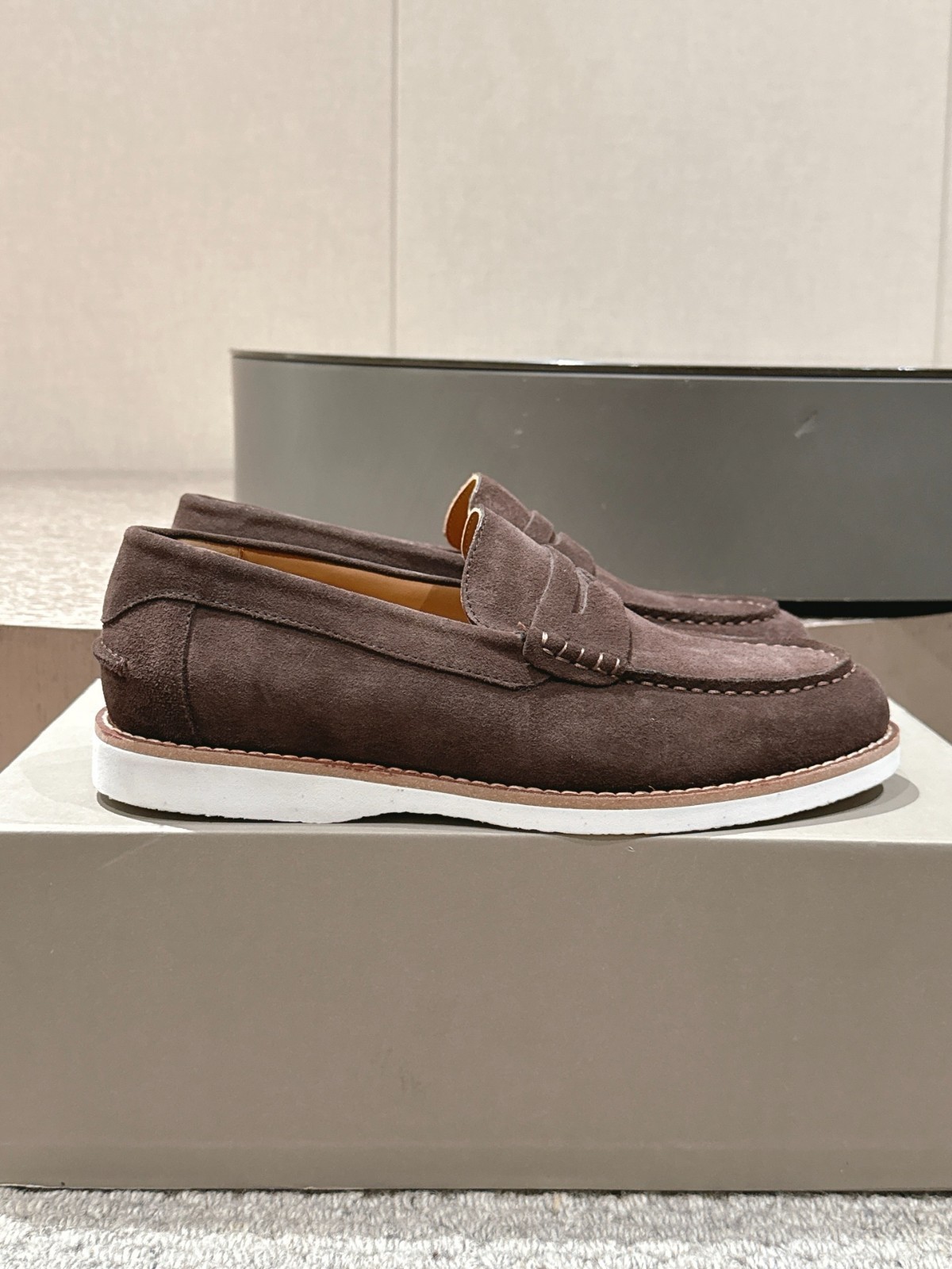 Brunello Cucinelli Style Loafers – Suede Slip-On Casual Shoes Size 43