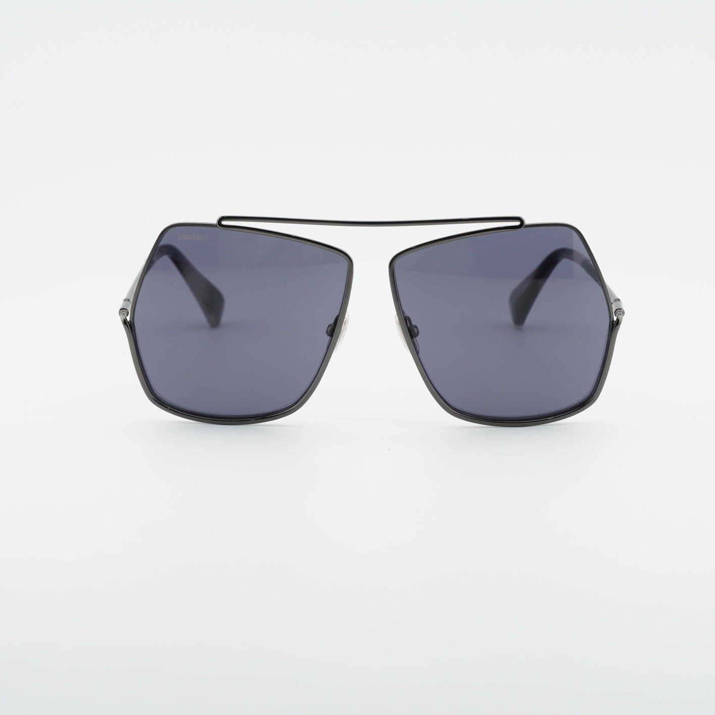 Max Mara MM0006 32N Shiny Gunmetal/Smoke 64-12-135 Sunglasses New Authentic