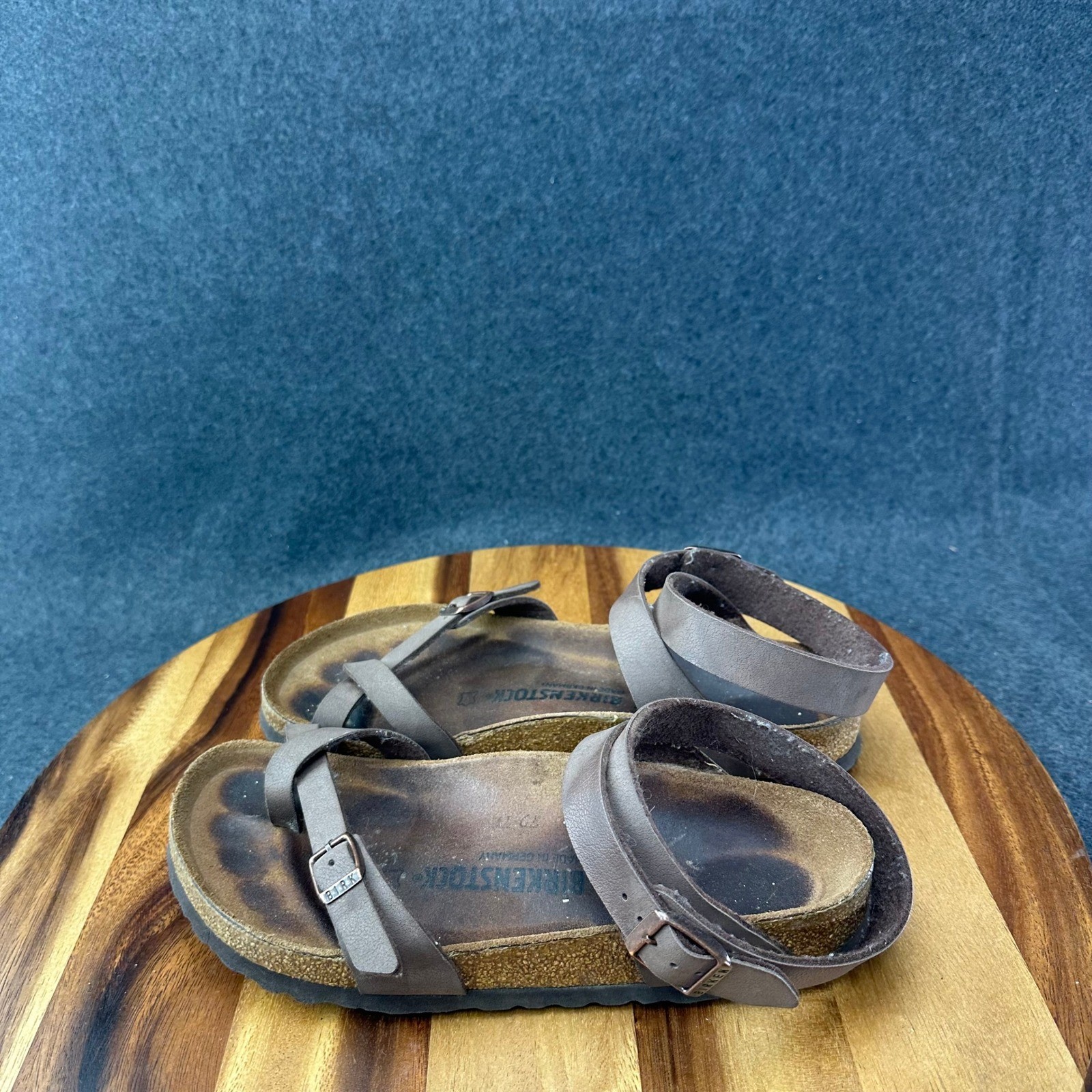Birkenstock Yara Habana Oiled Leather Sandals Ankle Strap Brown Womens Sz 8-8.5