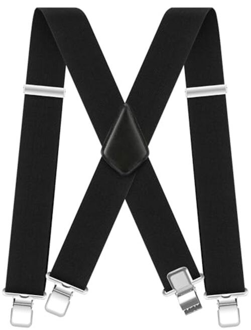 Ultrashang CLASSIC Mens Heavy-Duty Suspender: 2-Inch Wide, Sturdy Clips, Black