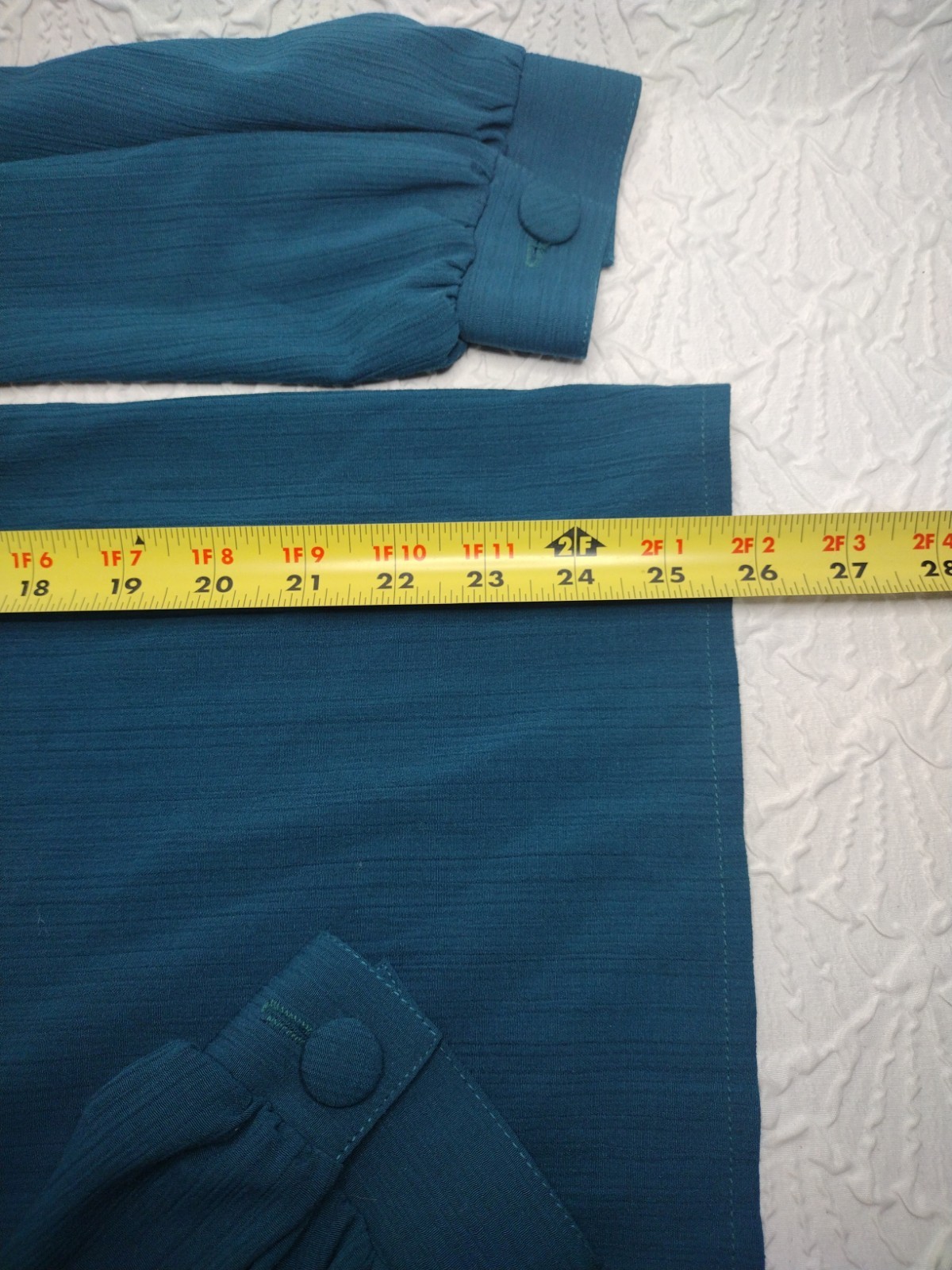 Robbie Sport Button Up Shirt Womens Sz 16 Dark Turquoise Shoulder Pads USA Made