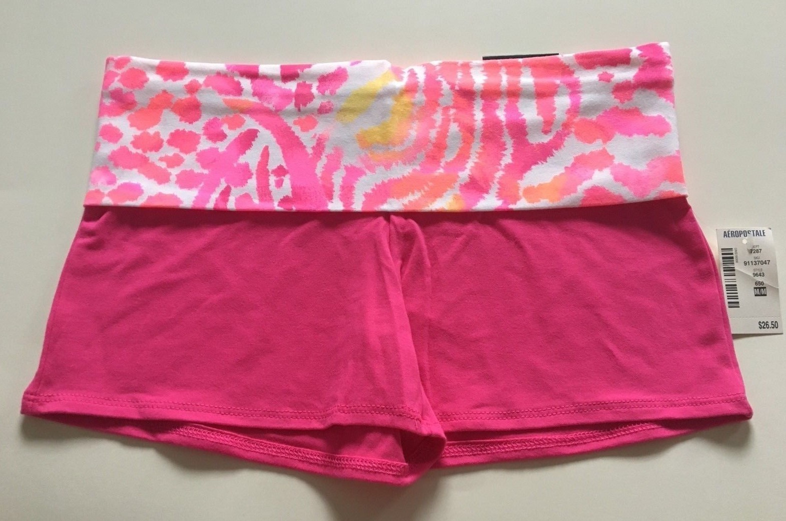 Aeropostale Aero Womens Yoga Shorts Pink w Animal Print & Rhinestone XS S M L XL