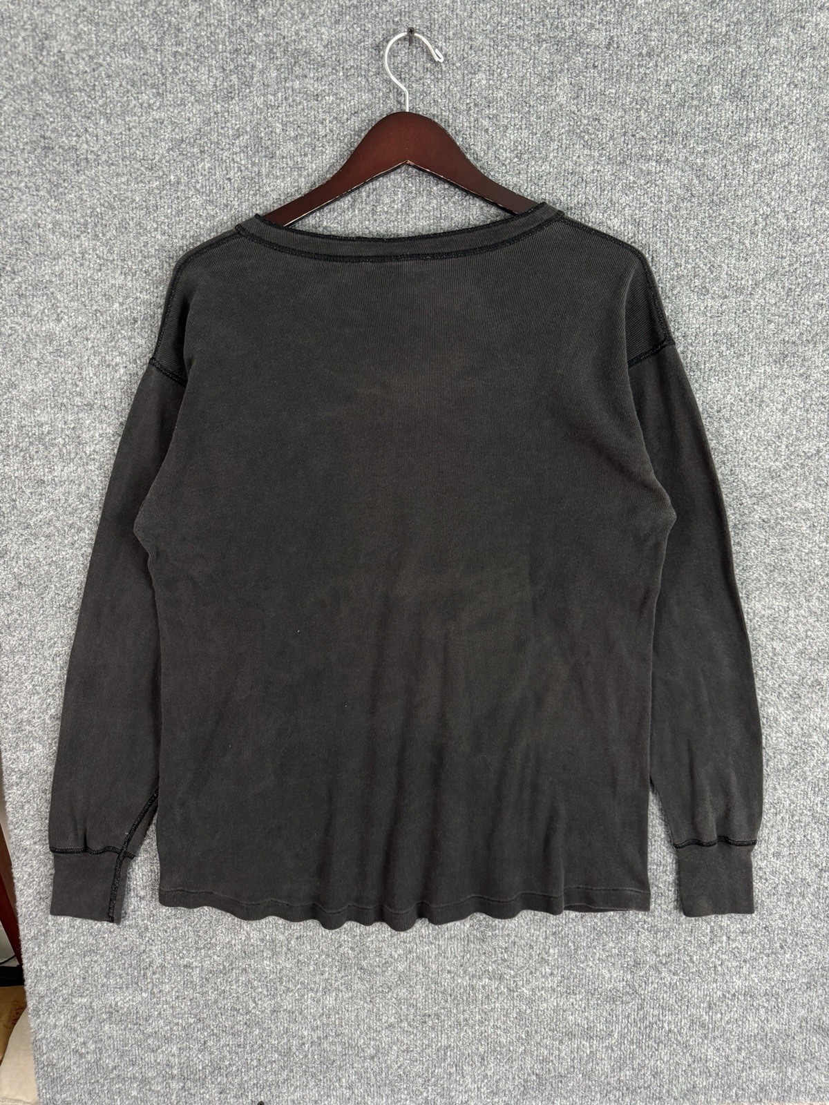 Vintage 90s GAP Henley Thermal Shirt Mens XL Black Long Sleeve Cotton Y2K Casual