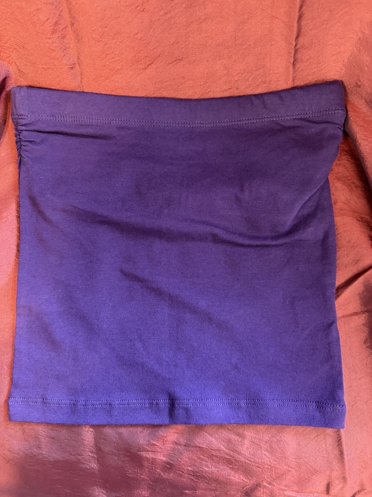 Zenana Outfitters Purple Solid Strapless Ruched Knit Cotton Tube Top Size S