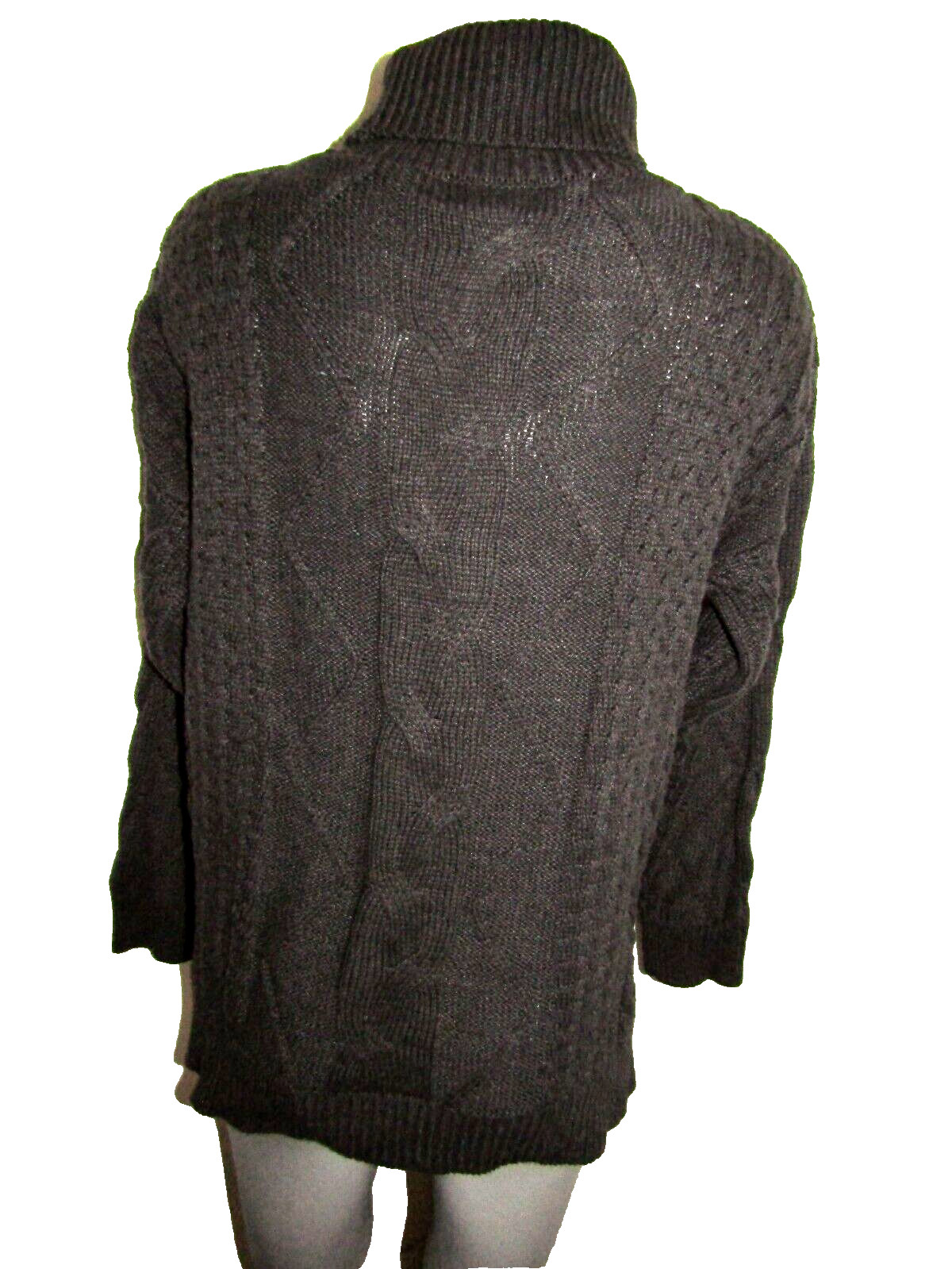 LAURA SCOTT Size Large, Charcoal 3/4 Sleeve Turtleneck Sweater Cotton/Acrylic