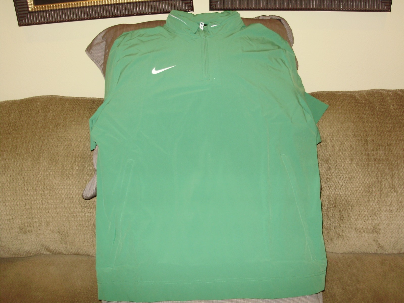 Nike Woven Coaches FJ9548 Apple Green 1/4 Zip Golf Hoodie Wind Jacket Mens Large