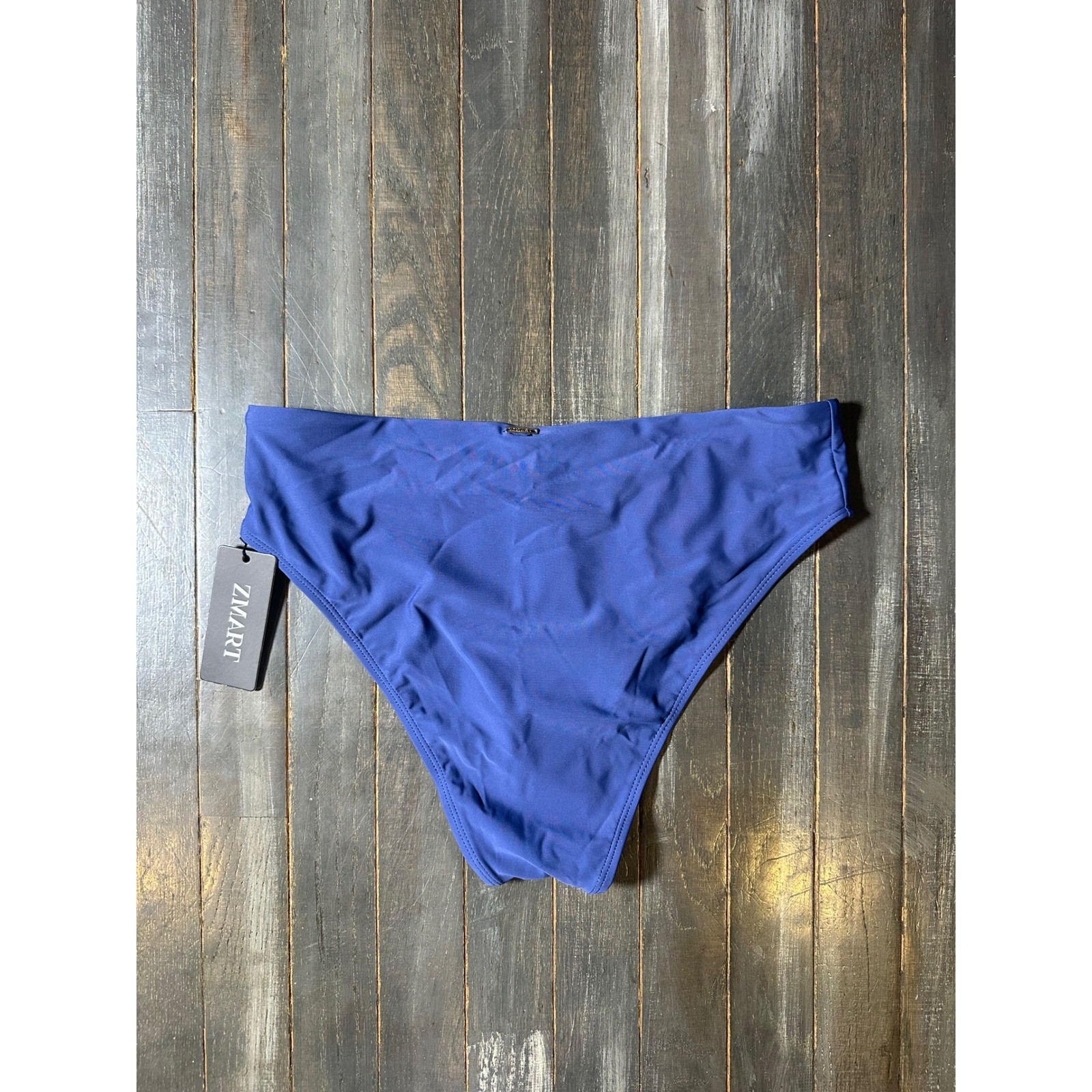 Zmart Womens Blue V-Cut High Leg Bikini Swimsuit Bottom