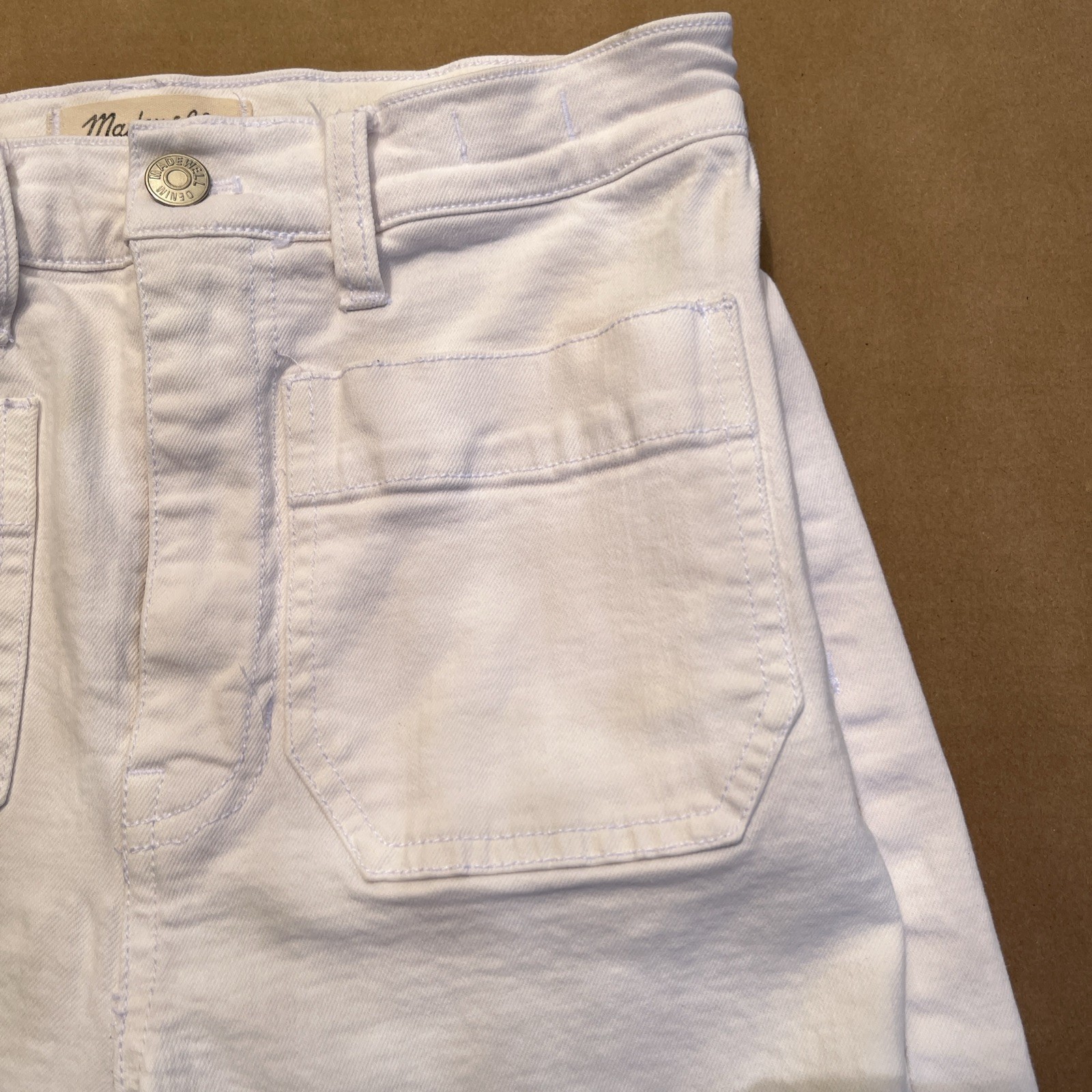 Madewell Slim Wide-Leg Crop Pants White Size 27 Button Closure Zipper Fly