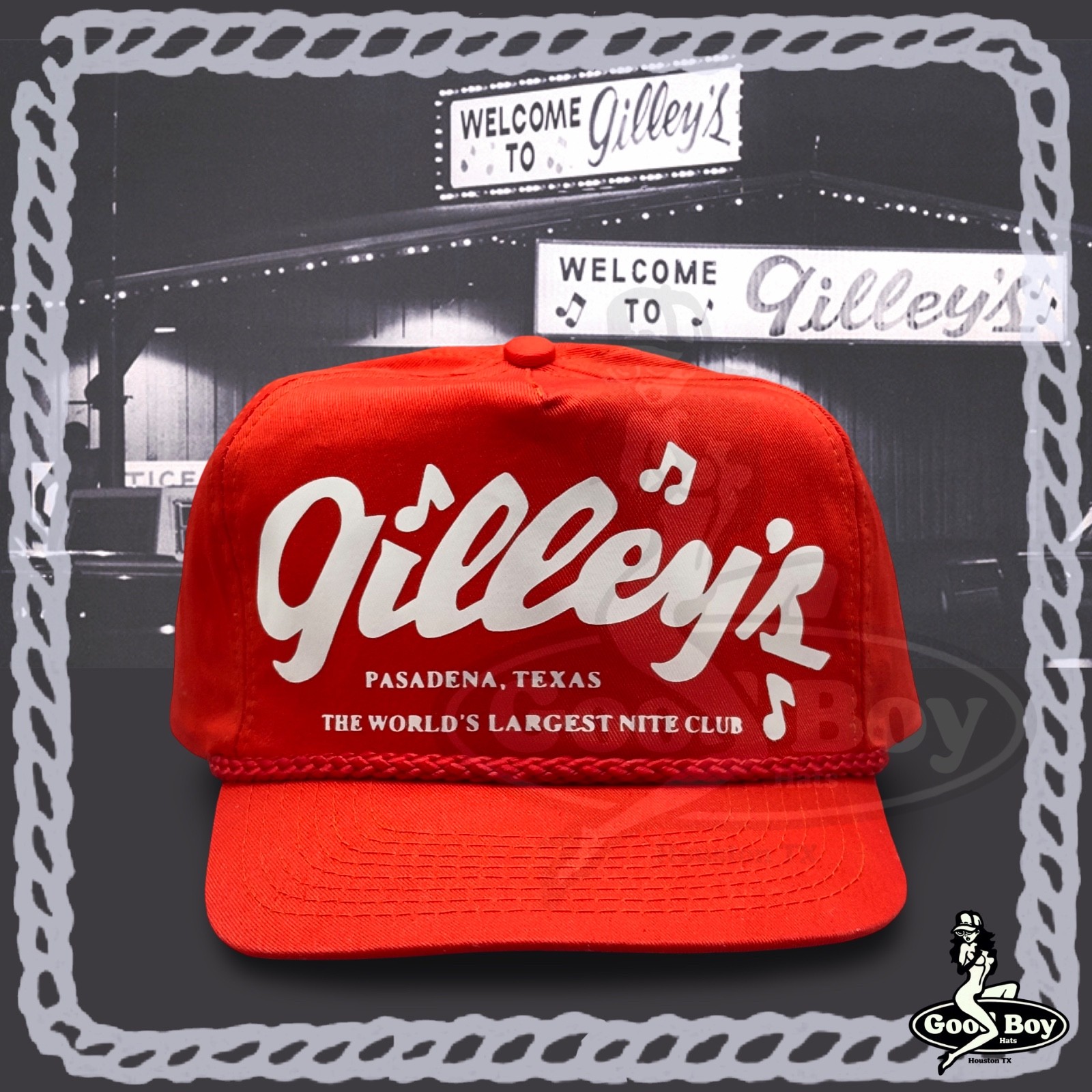 Gilley’s Urban Cowboy Hat Vintage Red Trucker Rope Cap. 80s Texas Western Wear