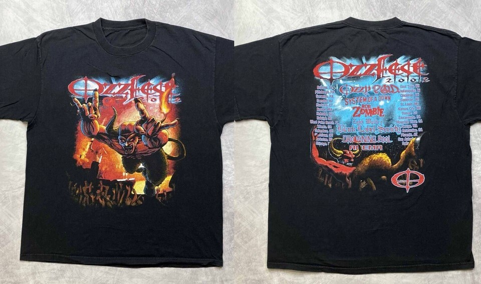 Ozzfest Shirt 2002 Tour Rob Zombie Ozzy Ozbourne System Of A Down T-shirt ZL161