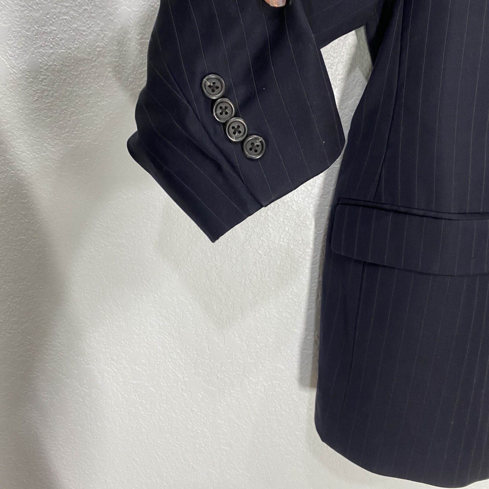 Lauren Ralph Lauren Wool Blue Stripped Blazer Mens Size 46R Formal Basic Jacket