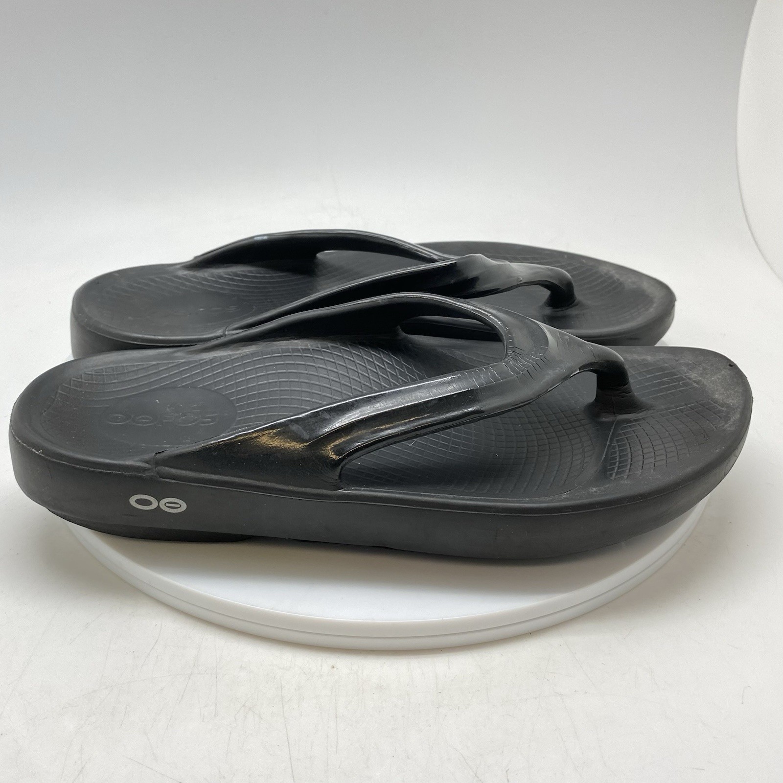 Oofos Oolala Recovery Sandals Womens 9 Black Flip Flops Slip On Thong Comfort