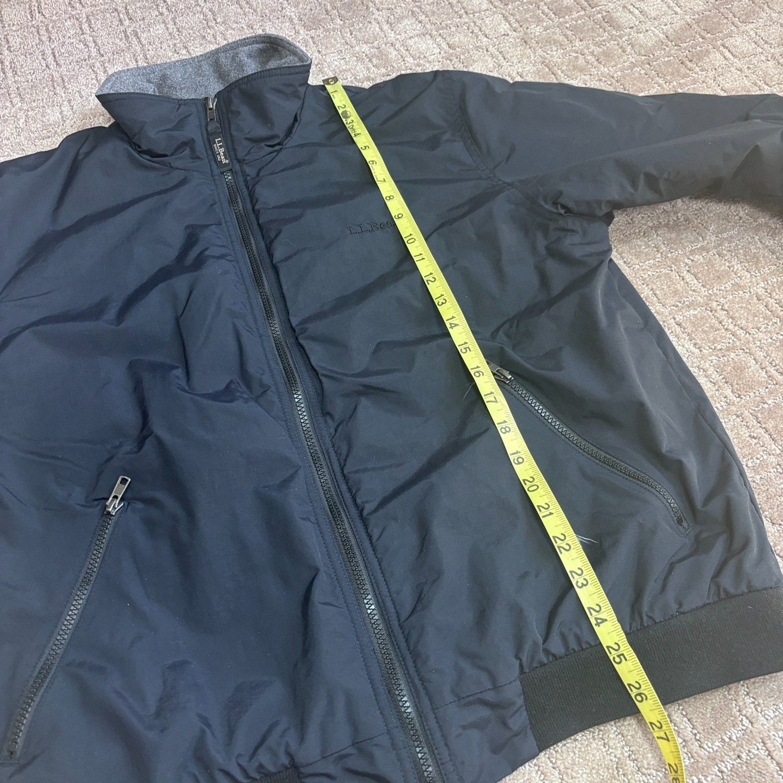 L.L. Bean Fleece Lined Three Season Jacket Men M Nylon Soft Shell Black Full Zip