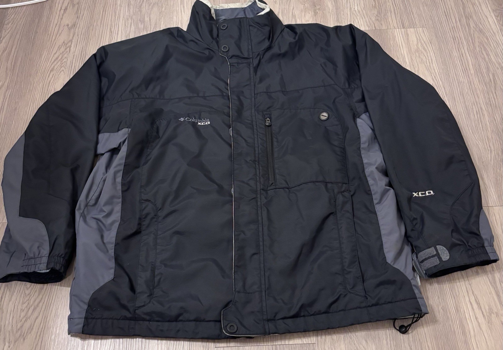 Columbia Jacket Mens L Black Full Zip 2in1 Shell With Detachable Liner