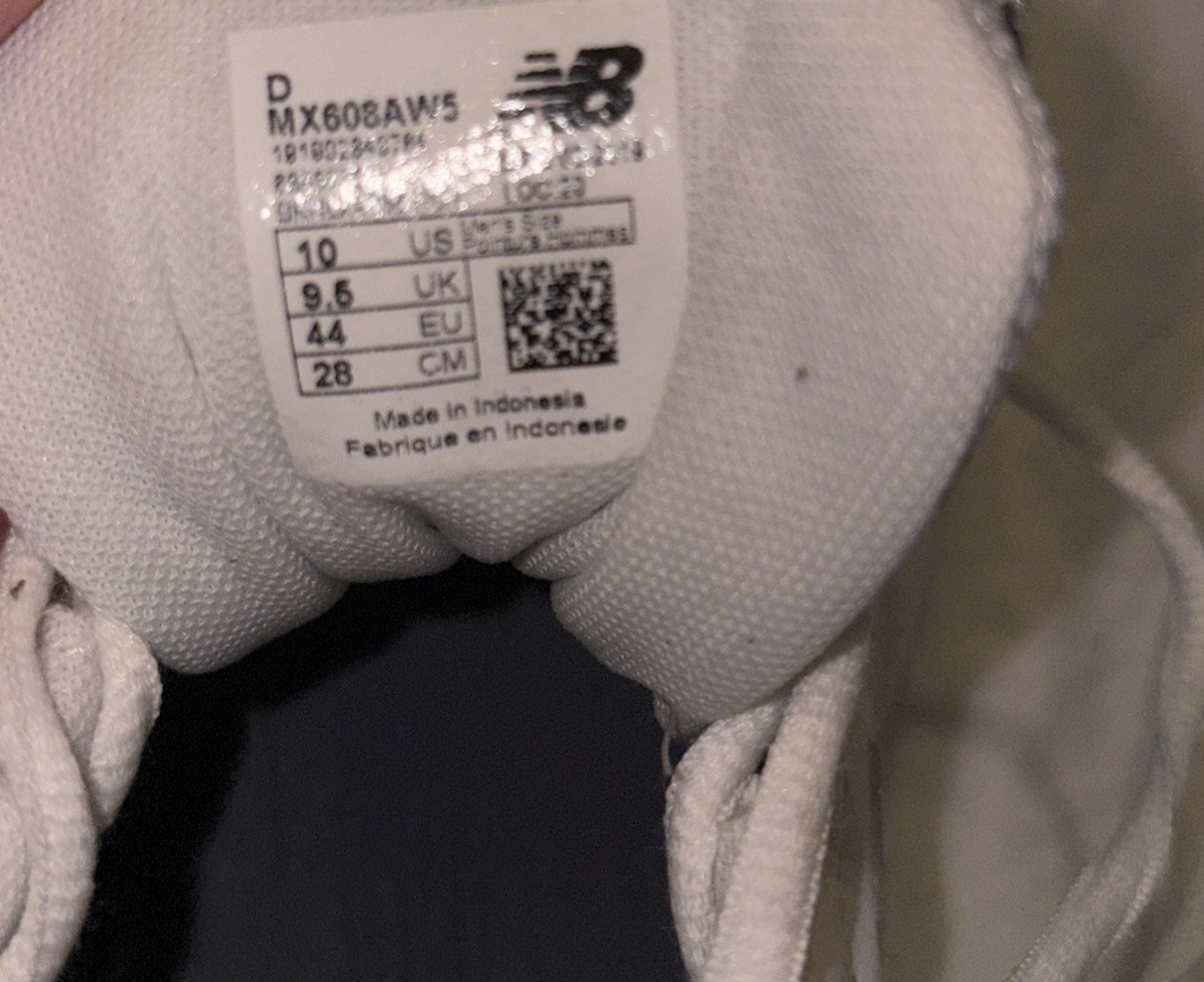 New Balance 608 White Men’s Leather Athletic Sneakers Lace Up Cushioned US 10
