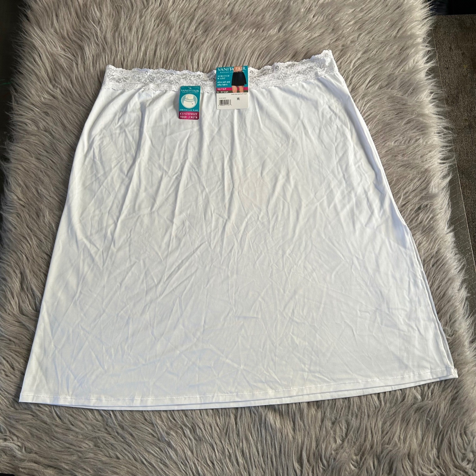 Vanity Fair Radiant Collection Half Slip Women Size XL 24″ White Floral Lace