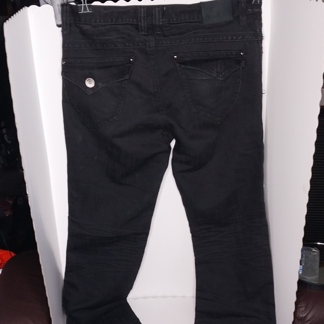 Gold Label Jeans Black With Metal Button Pockets And Pyramid Rivets 36×34