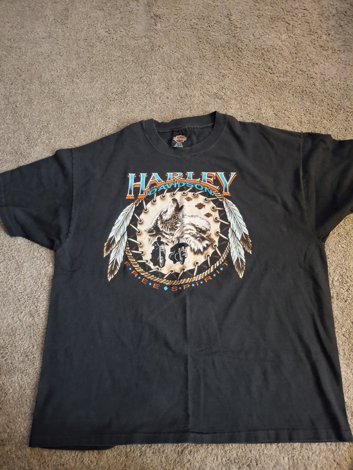 Vintage 1988 Harley Davidson Mens Tee Shirt Double Sided Haulin’ Class Durham N.