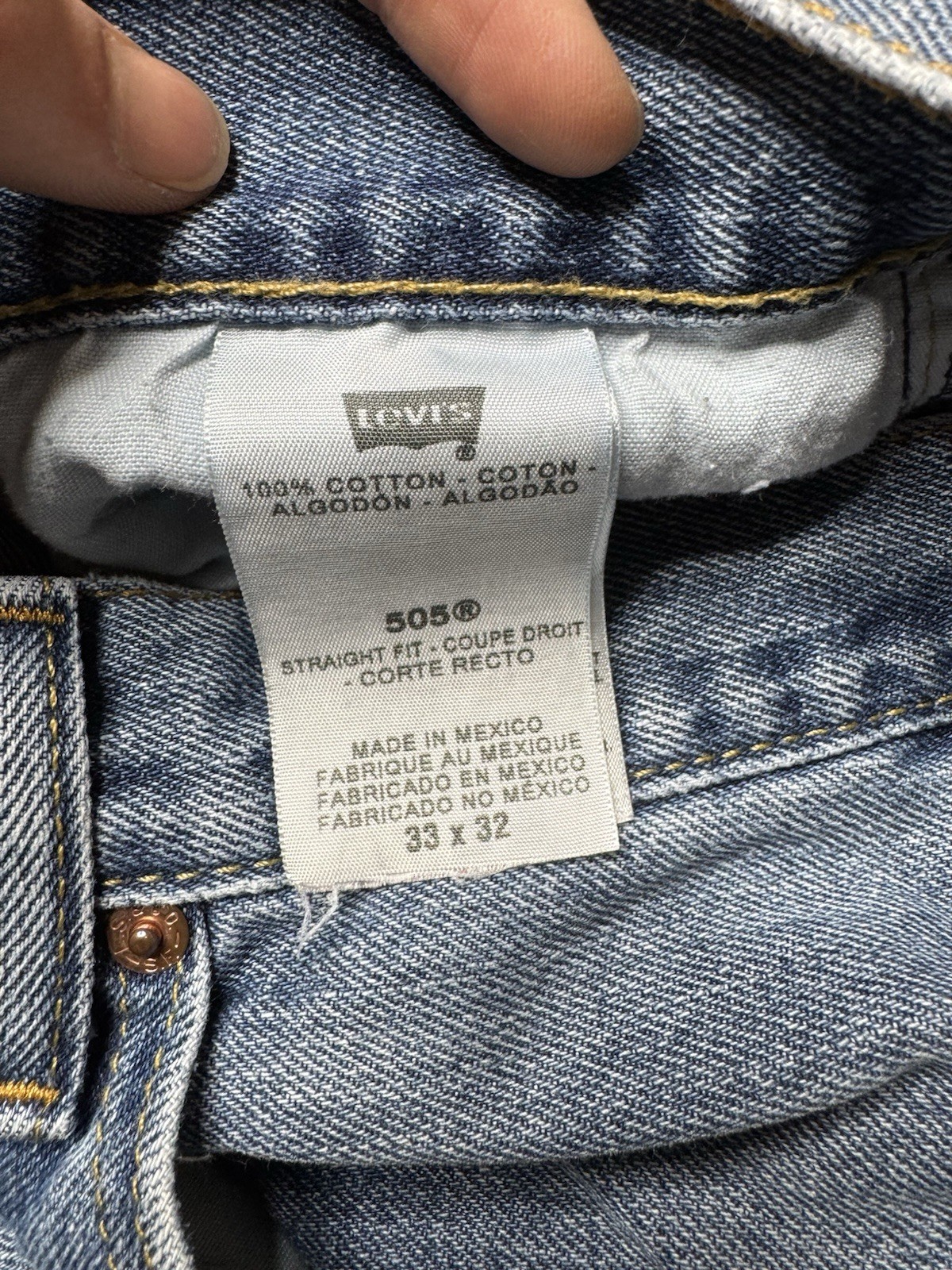 Levi’s Men’s Straight Jeans Blue Denim Cotton, Levi’s 505 Series, 5-Pocket