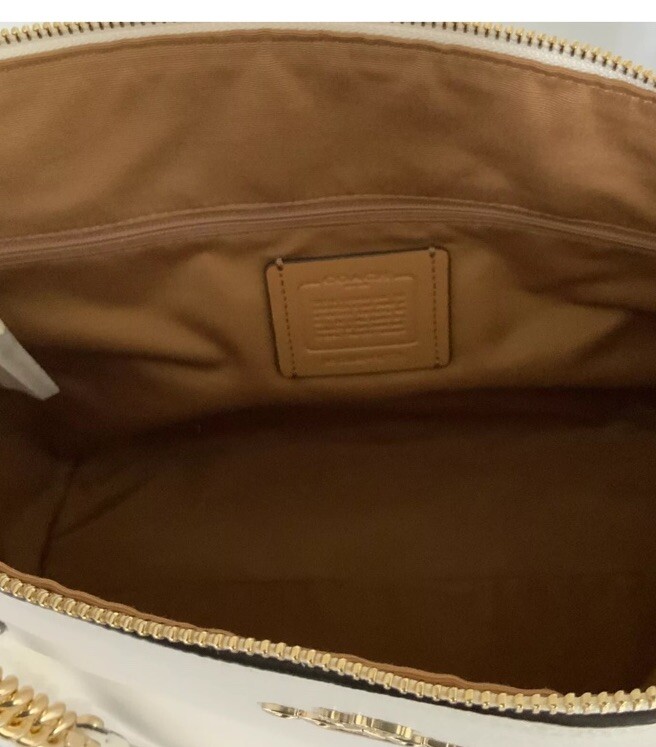 Coach Ava Chain Tote F87775 Chalk Pebbled Leather Gold Chain Shoulder Bag- NWT