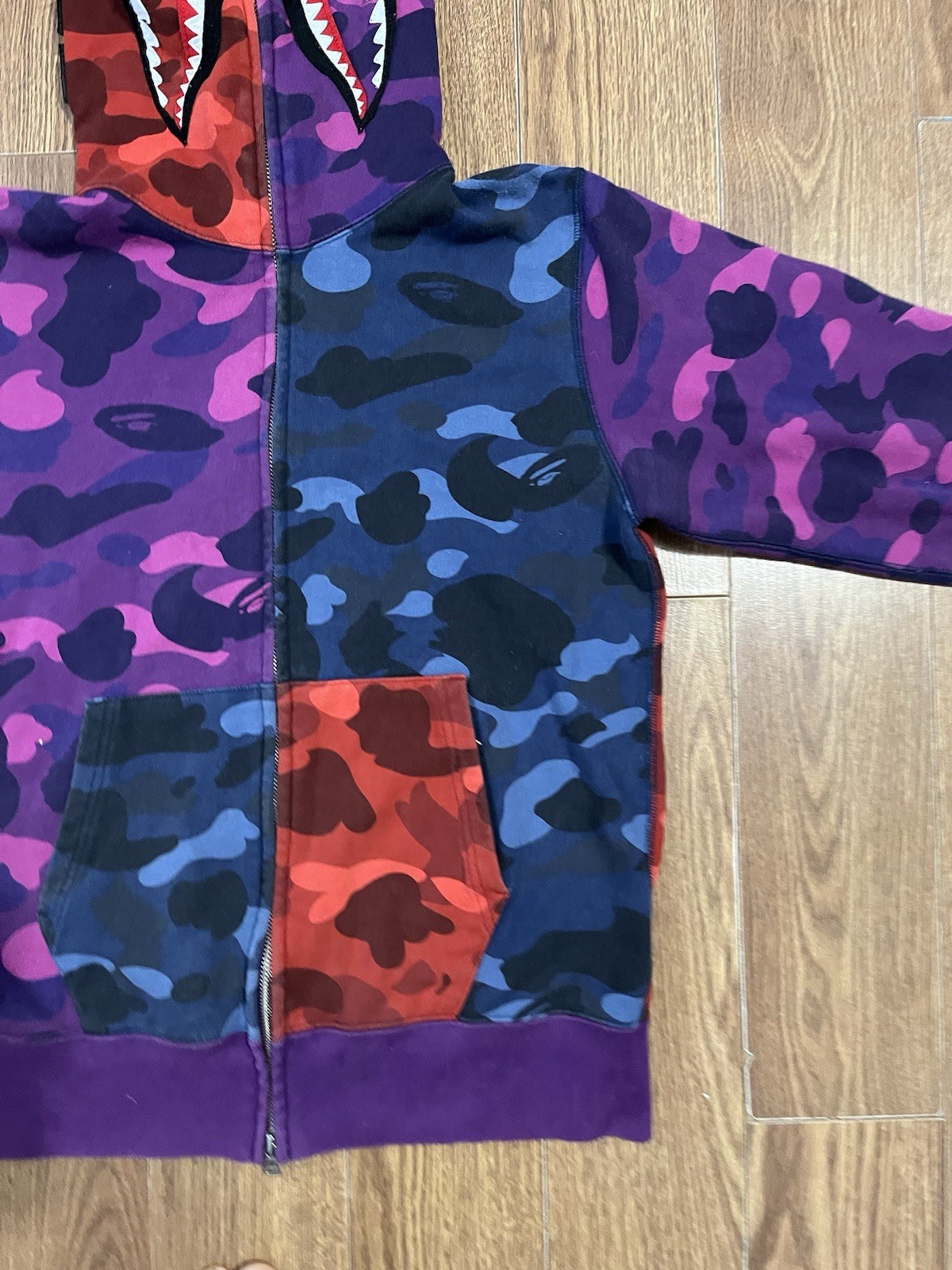 A Bathing Ape BAPE Shark Full Zip Multicolor Camo Hoodie Men’s Size M