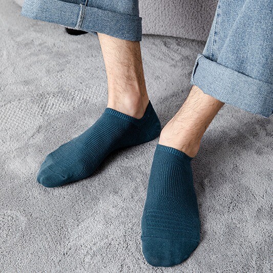 5 Pairs Men Cotton Short Tube Low Cut Boat Socks Breathable Thin Stretch Socks