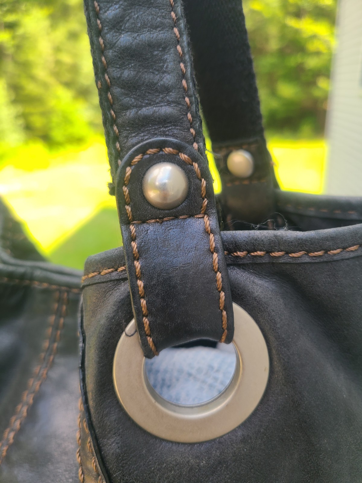 FOSSIL HATHAWAY Shoulder Bag Tote Satchel Purse Black Leather