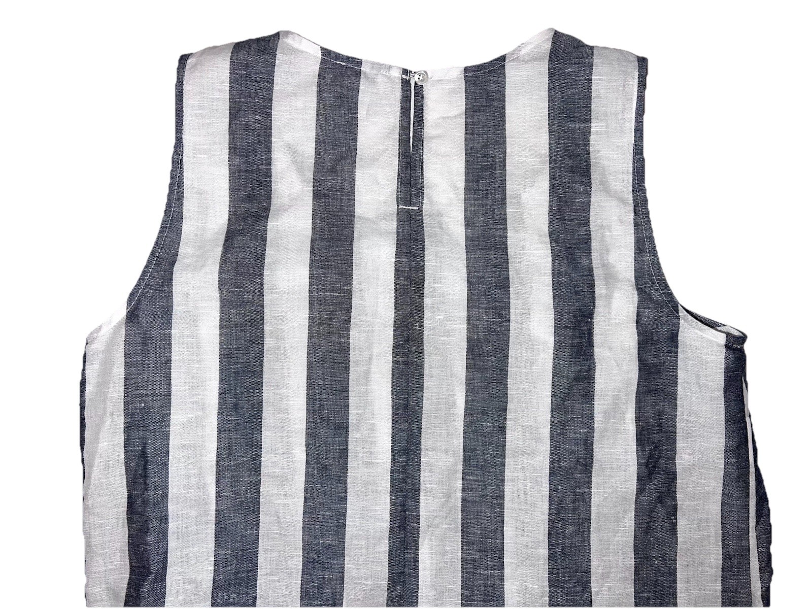 J. Crew Women’s Striped Linen Blend Tie Front Top Blouse Gray White Sz 4 Small